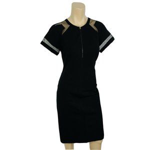 LAFAYETTE 148 Dress 4 Black Sheath w Sheer Panels